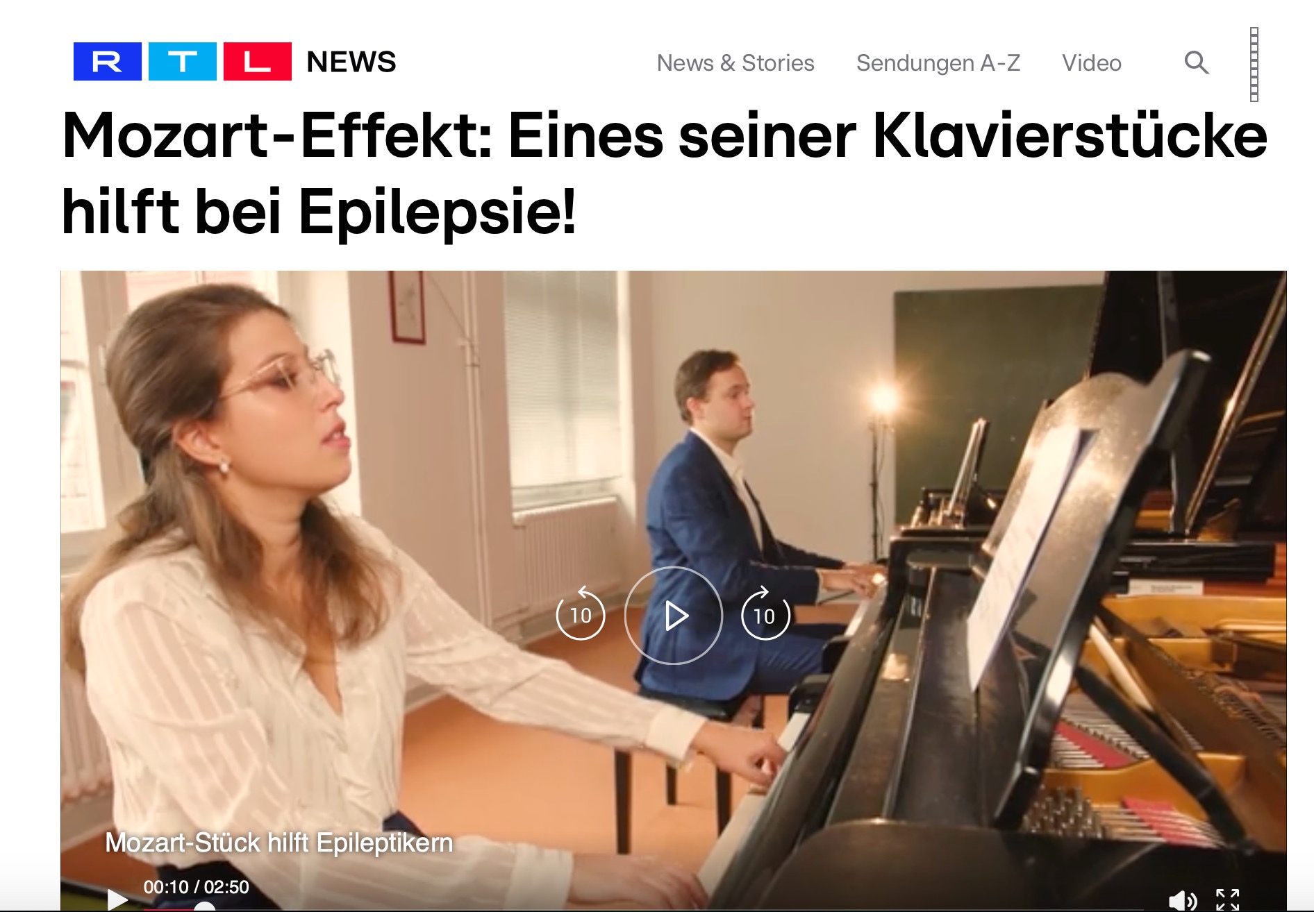 Mozarts Sonate KV 448 für zwei Klaviere: Aufnahme für RTL Deutschland